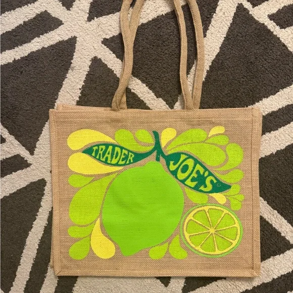 🍋 Trader Joe's Lemon Jute Tote Bag BN - Picture 2 of 2